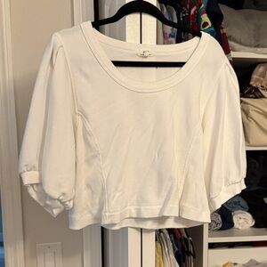 Women's White Puff Sleeve Sweater Top